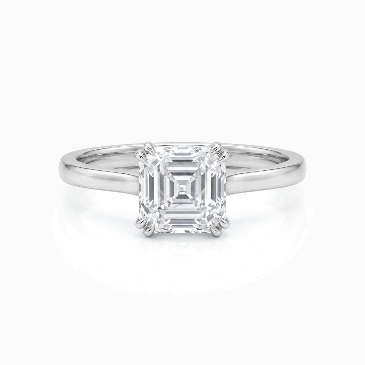 Lab Grown Asscher Cut Solitaire Engagement Rings Ring