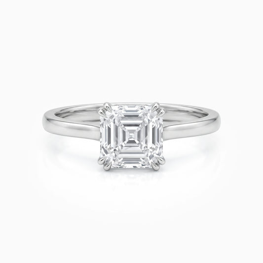 Lab Grown Asscher Cut Solitaire Engagement Rings