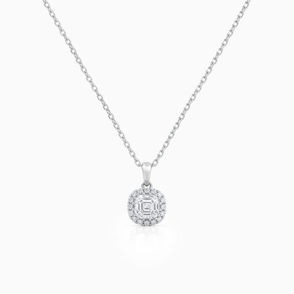Lab Grown Asscher Diamond Halo Pendant Necklace