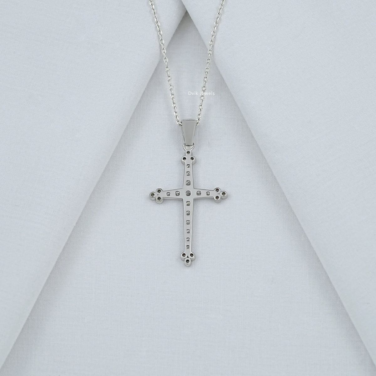 Round Cut Lab Diamond Cross Pendant