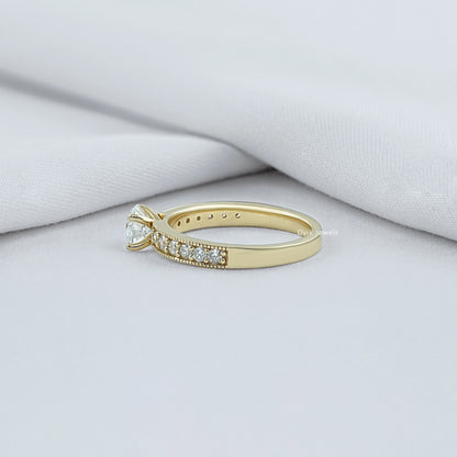 Round Diamond Accent Channel Set Ring