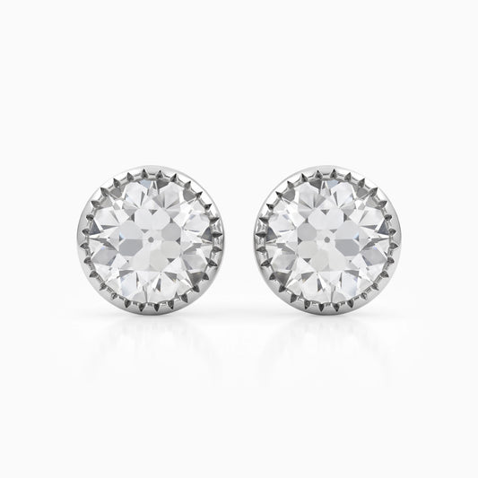Lab Grown Old European Round Diamond Stud Earrings