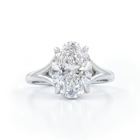 Lab Grown Oval Diamond Split Shank Solitaire Ring