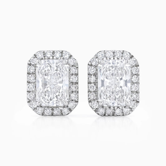 Lab Grown Radiant Cut Diamond Halo Stud