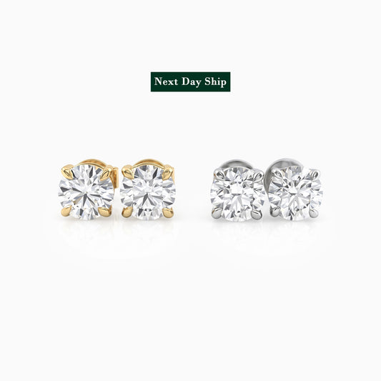 Lab Grown Round Diamond Stud Earrings
