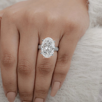 Classic Hidden Halo Oval Cut Diamond Ring