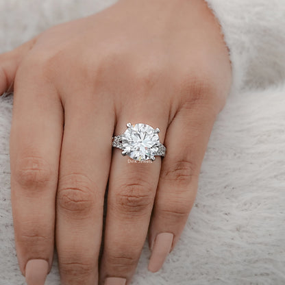 Round Cut Lab Diamond Split Shank Accent Ring