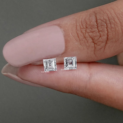 Antique Carre Cut Loose Diamond Pair