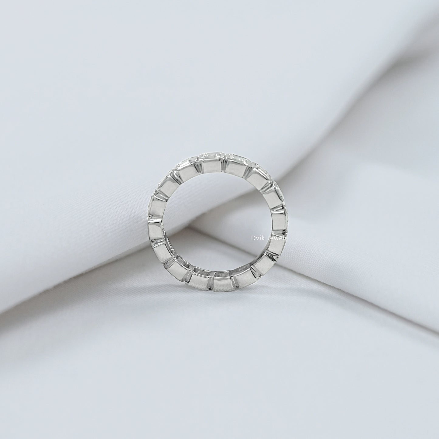 Bezel Set Asscher Cut Lab Diamond Full Eternity Band