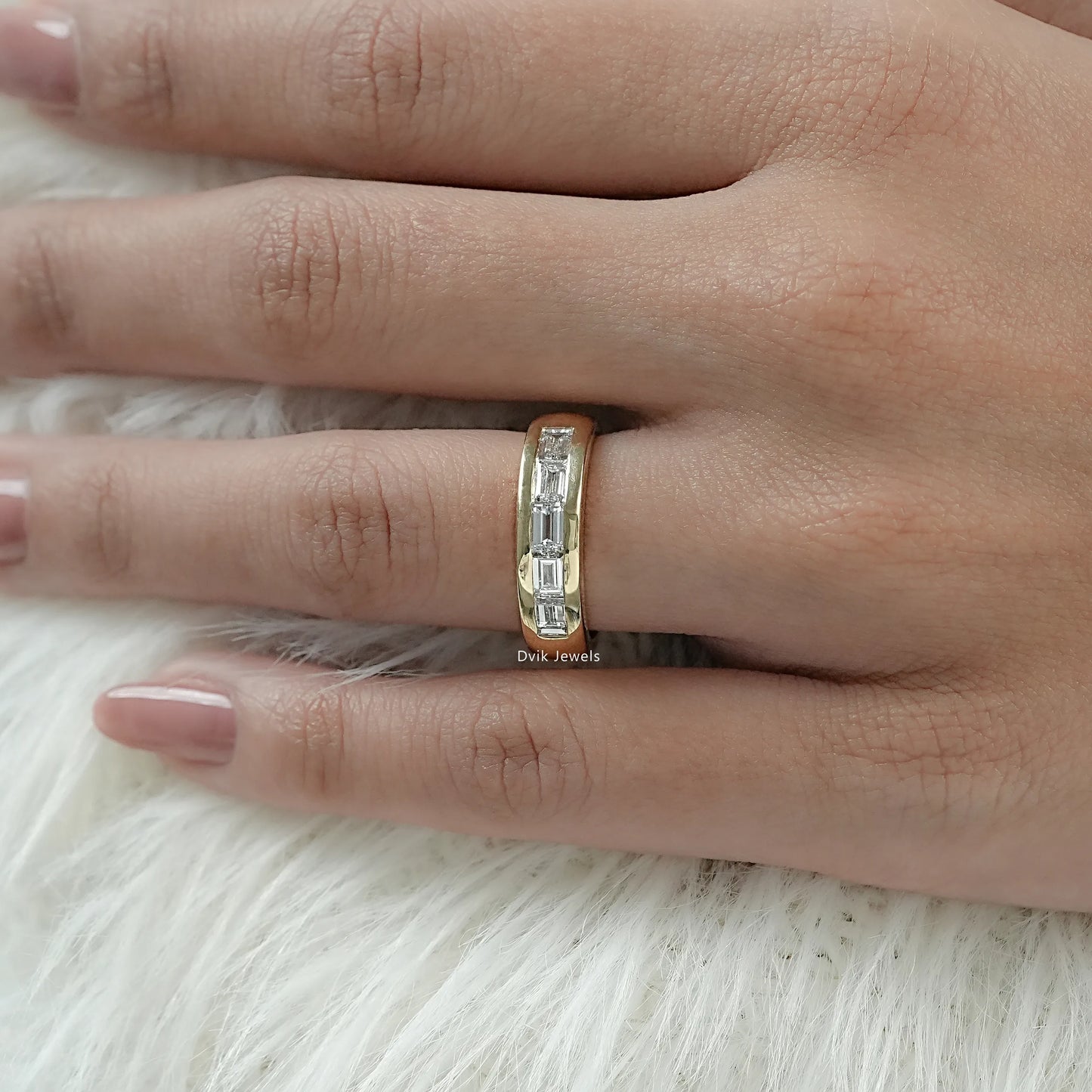 Baguette Cut Lab Diamond Channel Set Wedding Band