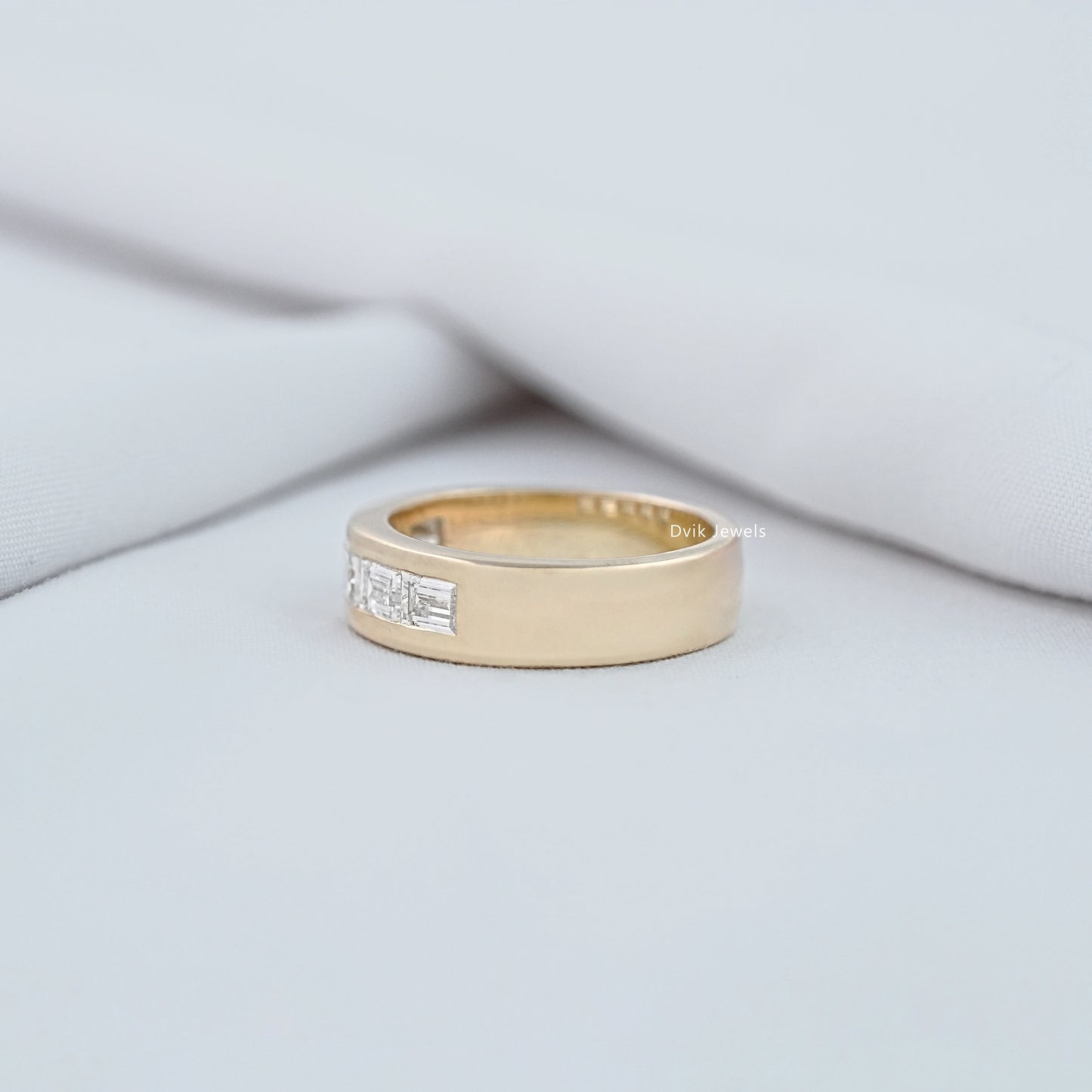 Baguette Cut Lab Diamond Channel Set Wedding Band