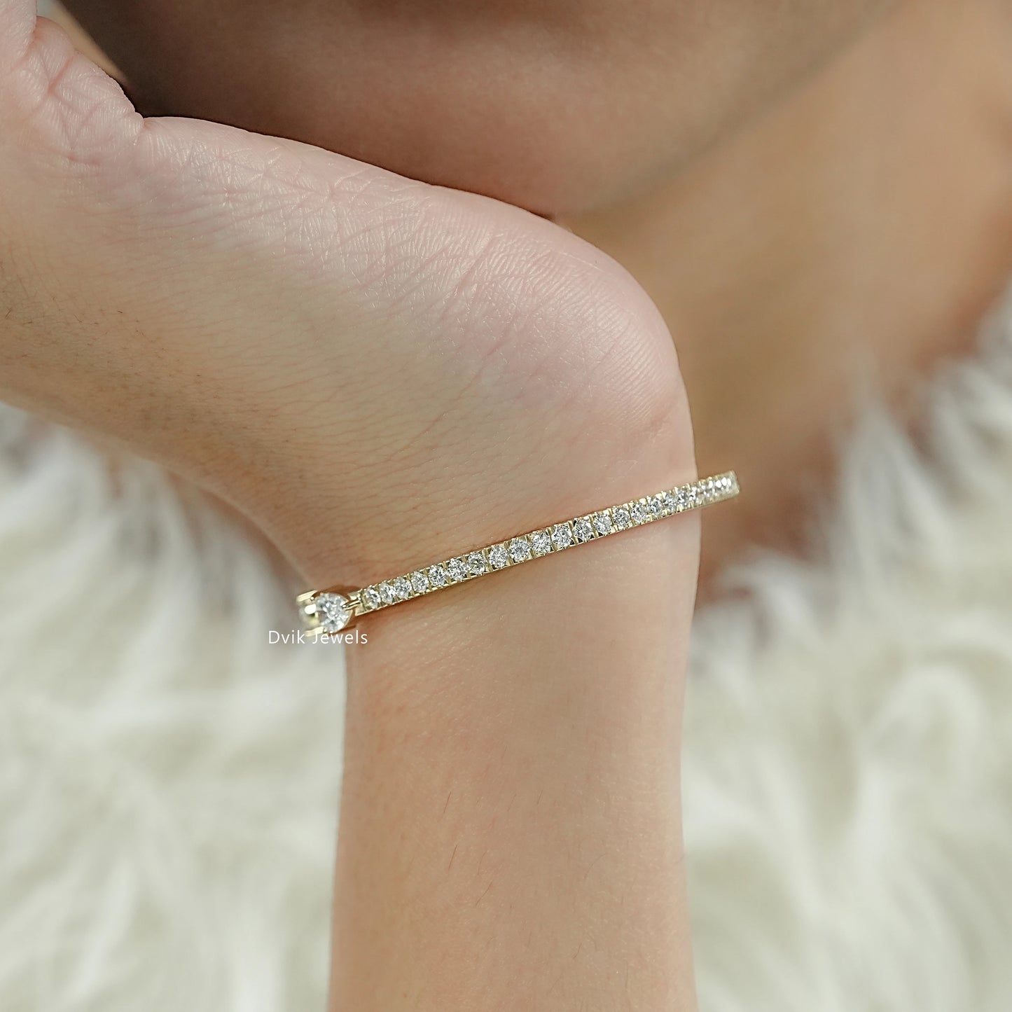 Pear And Round Cut Diamond Open Cuff Bracelet