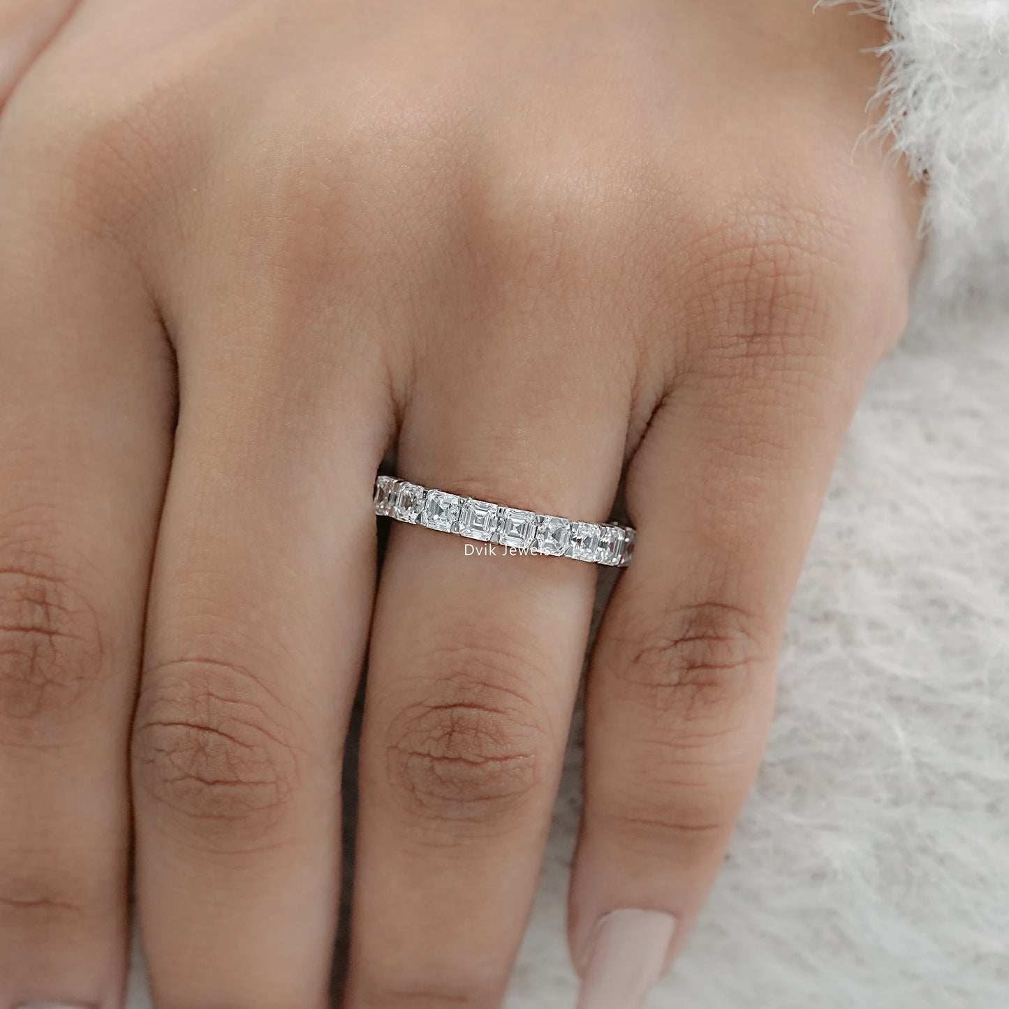 Asscher Cut Diamond Full Eternity Wedding Band