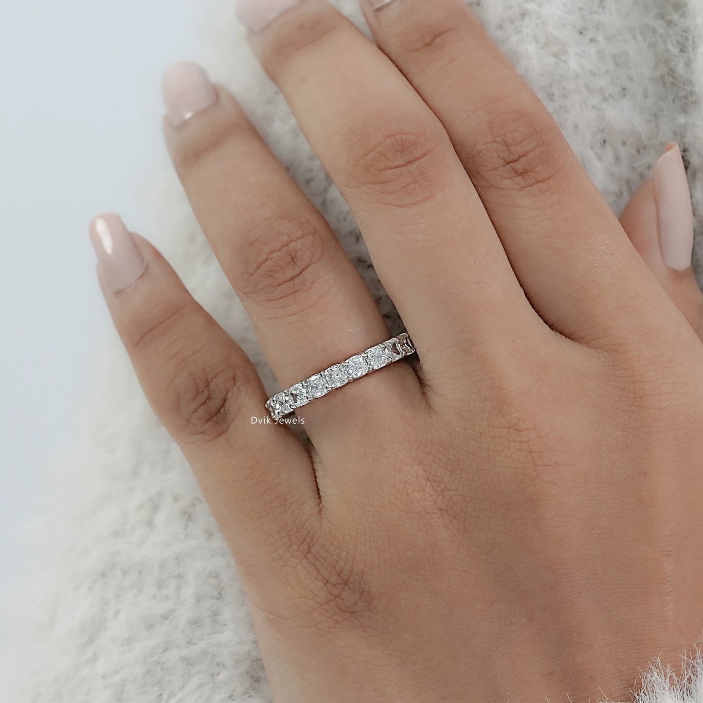 Cushion Cut Lab Diamond Full Eternity Band