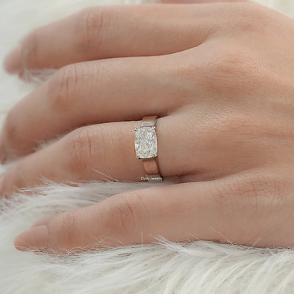 Cushion Cut Solitaire Lab Diamond Band