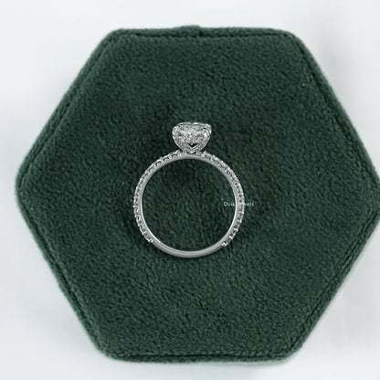 Marquise Cut Lab Diamond Engagement Ring with Pave Band