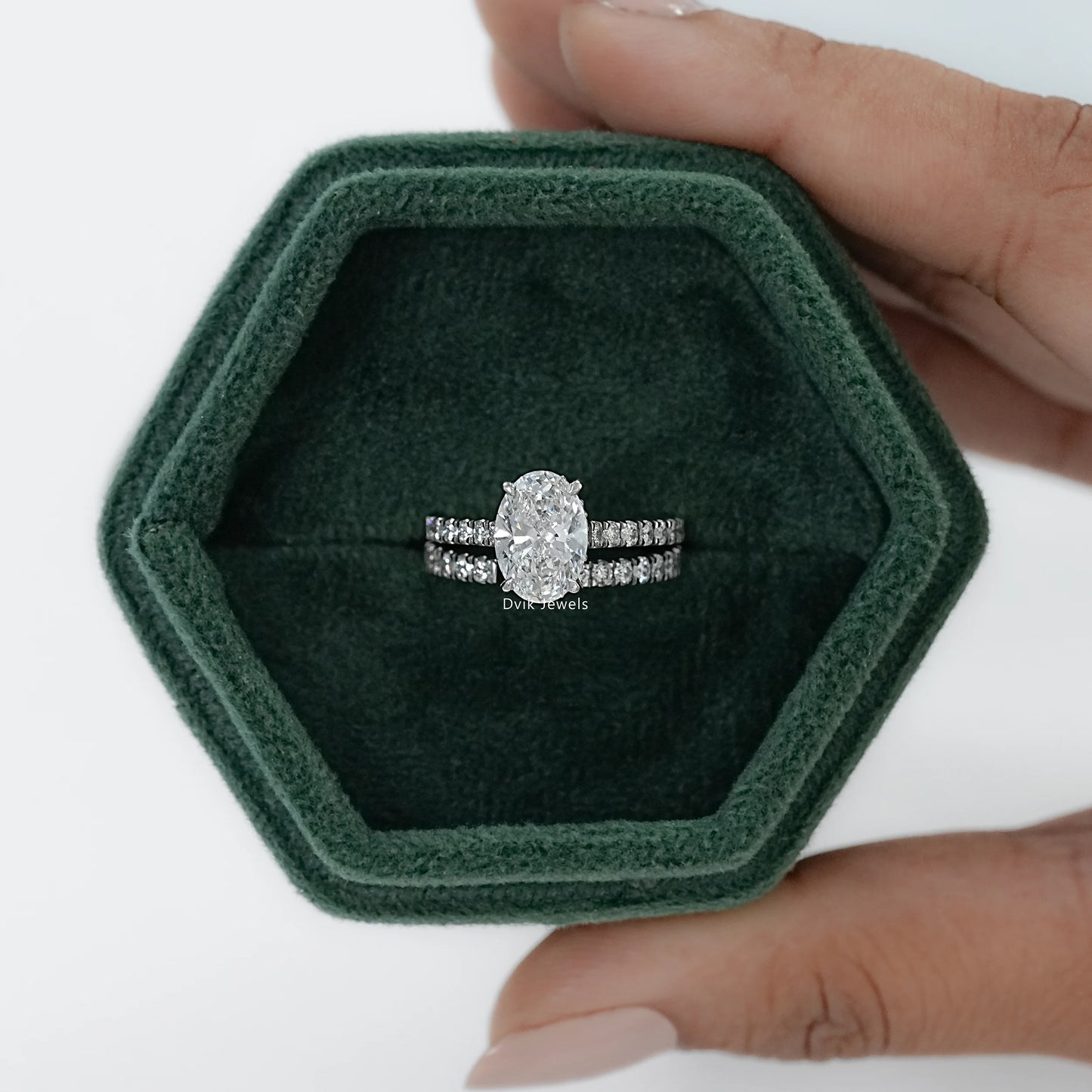 Oval Cut Lab Diamond Bridal Ring Set