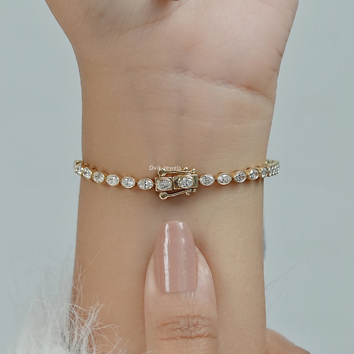 Oval Cut Diamond  Bezel Set Tennis Bracelet