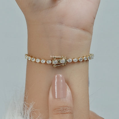 Oval Cut Diamond  Bezel Set Tennis Bracelet