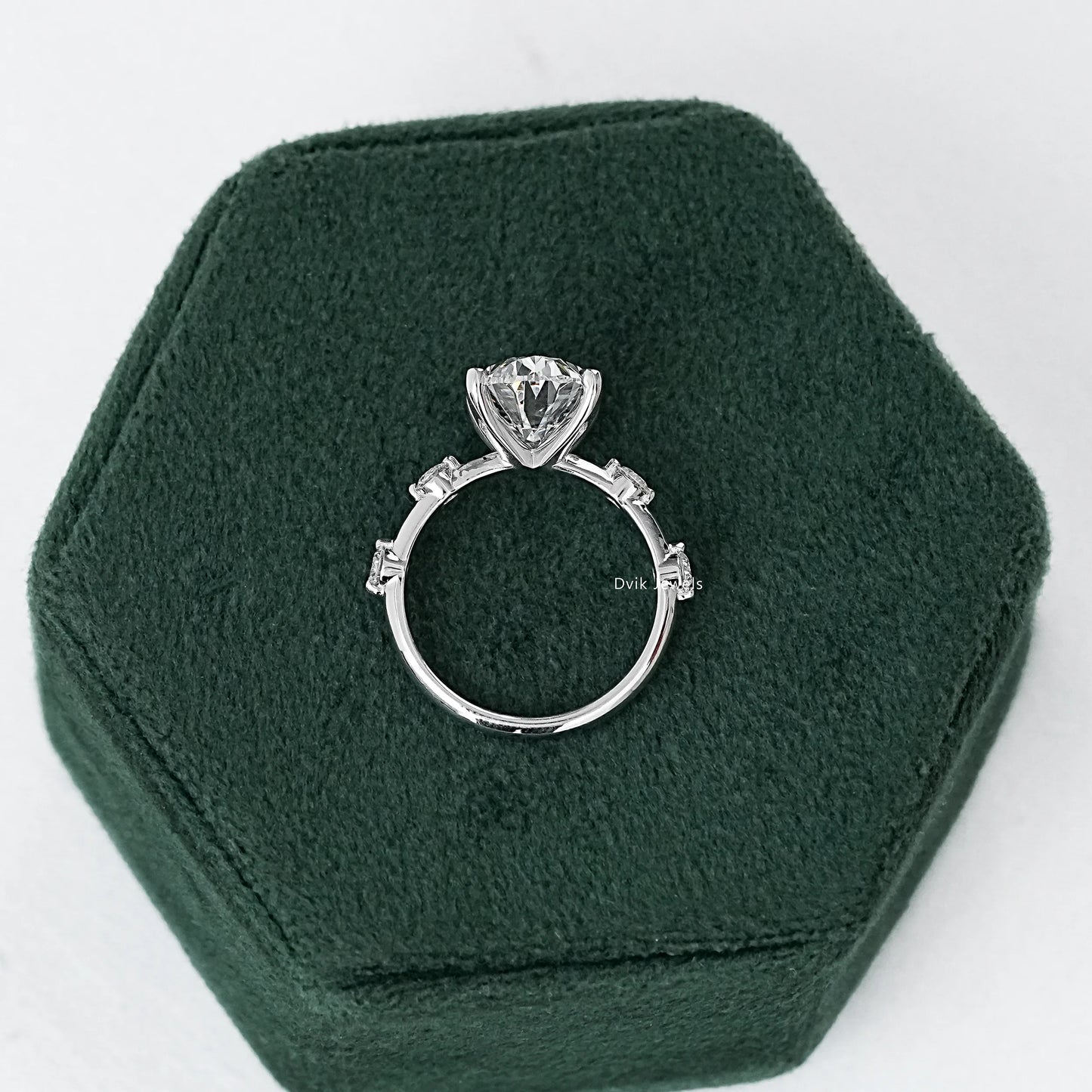 Oval Cut Side Diamond Accent Engagement Ring