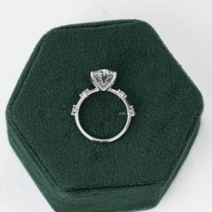 Oval Cut Side Diamond Accent Engagement Ring