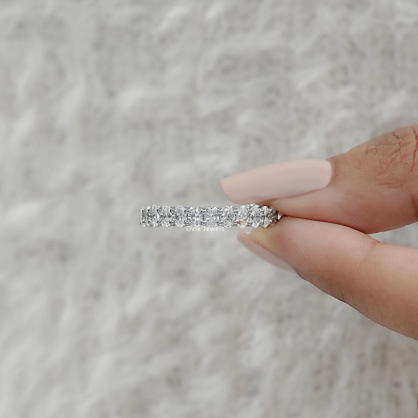 Oval Lab Diamond Eternity Wedding Band