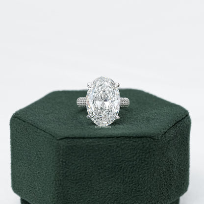 Classic Hidden Halo Oval Cut Diamond Ring