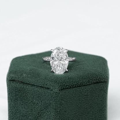 Oval Solitaire Hidden Halo Diamond Ring