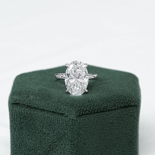 Oval Solitaire Hidden Halo Diamond Ring