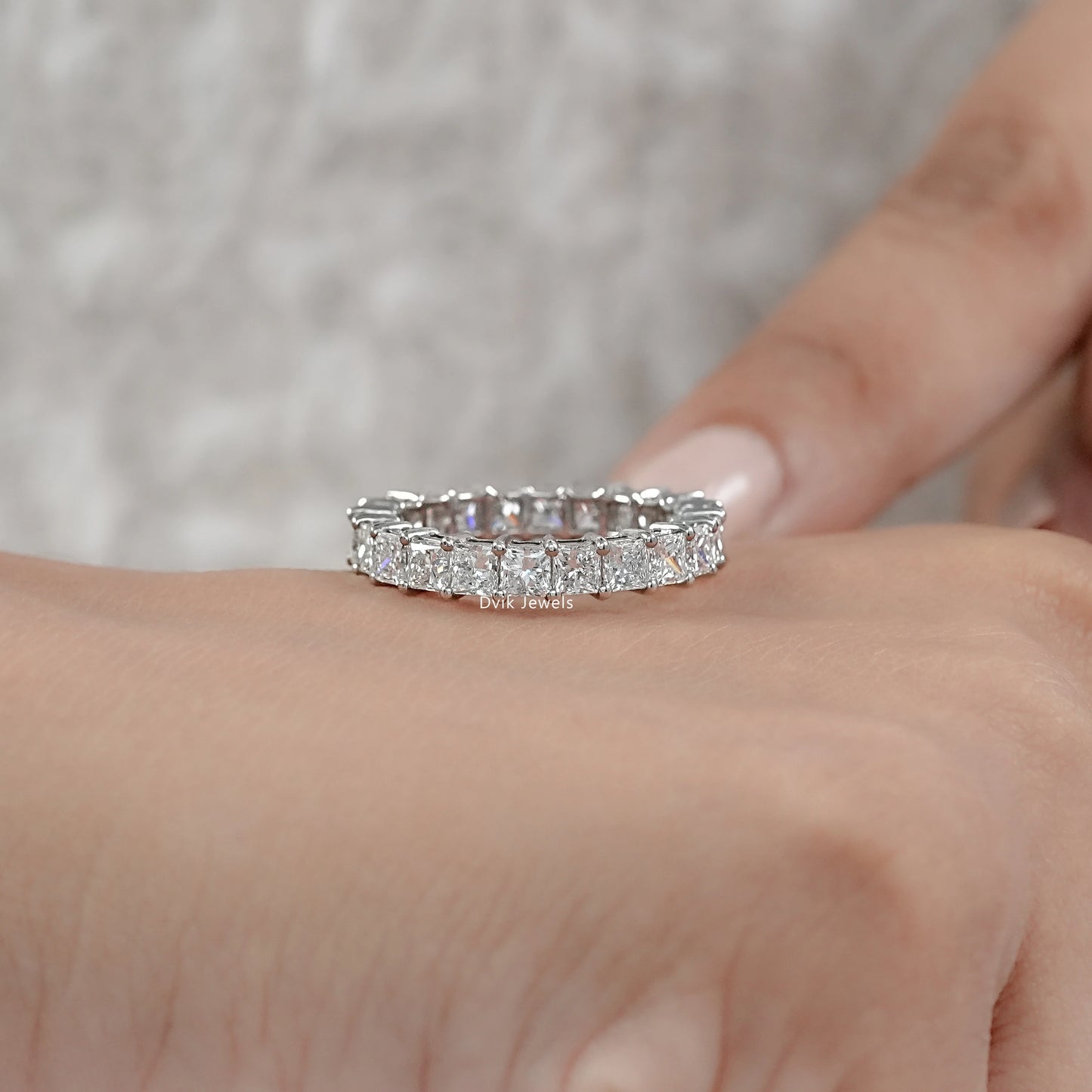Princess Cut Diamond Full Eternity Wedding Band