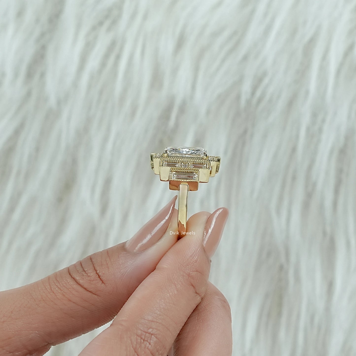 Multi diamond engagement ring showcasing a unique stacked diamond style