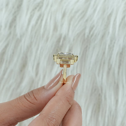 Multi diamond engagement ring showcasing a unique stacked diamond style