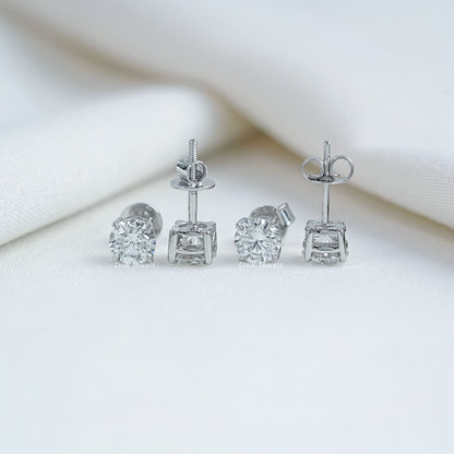 1.00 TCW & 2.00 TCW Round Lab Grown Diamond Stud Earrings