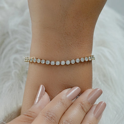 Bezel Set Round Lab Diamond Tennis Bracelet Bracelet