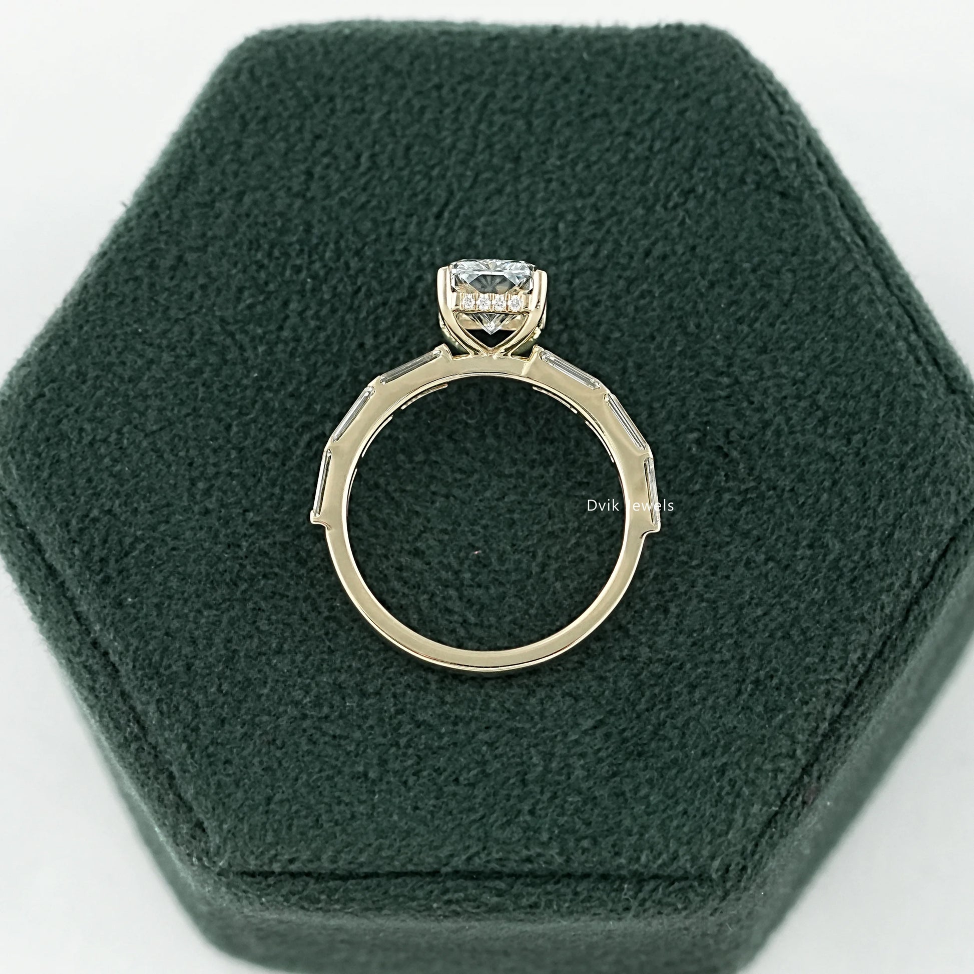 Radiant Cut Lab Diamond Accent Ring with Hidden Halo Ring