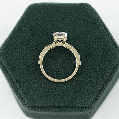 Radiant Cut Lab Diamond Accent Ring with Hidden Halo Ring