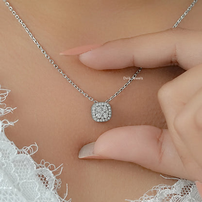 Round Diamond Cluster Halo Pendant Pendant