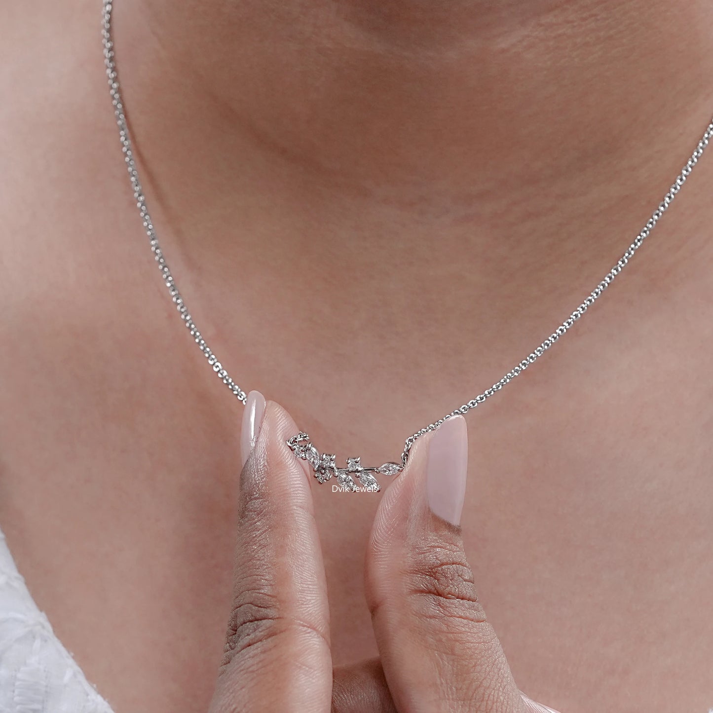 Marquise Cut Diamond Minimalist Leaf Diamond Pendant