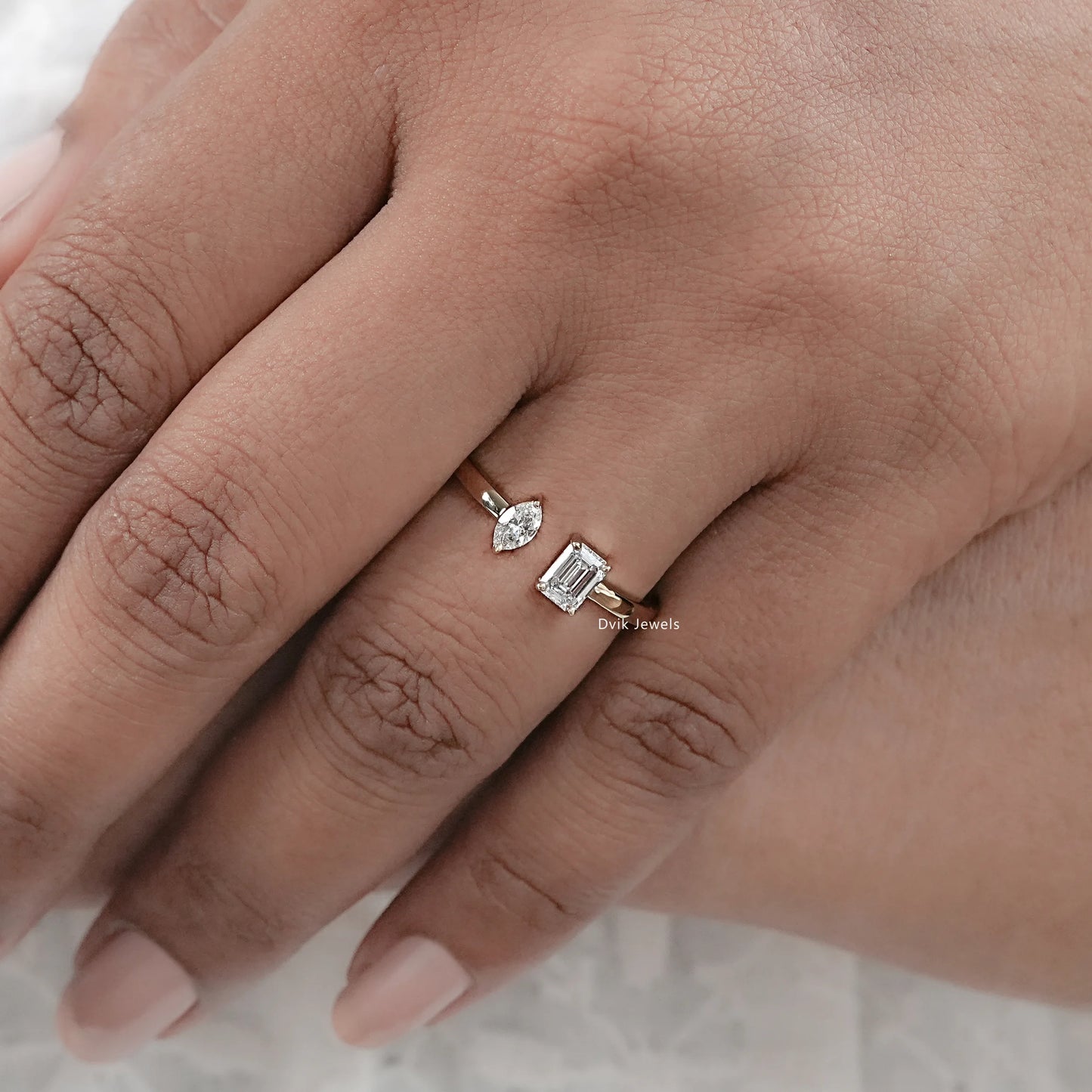 Marquise And Emerald Lab Diamond Toi Moi Ring