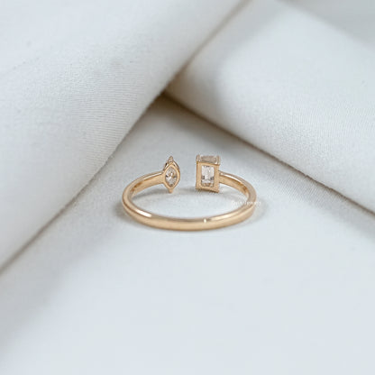 Marquise And Emerald Lab Diamond Toi Moi Ring