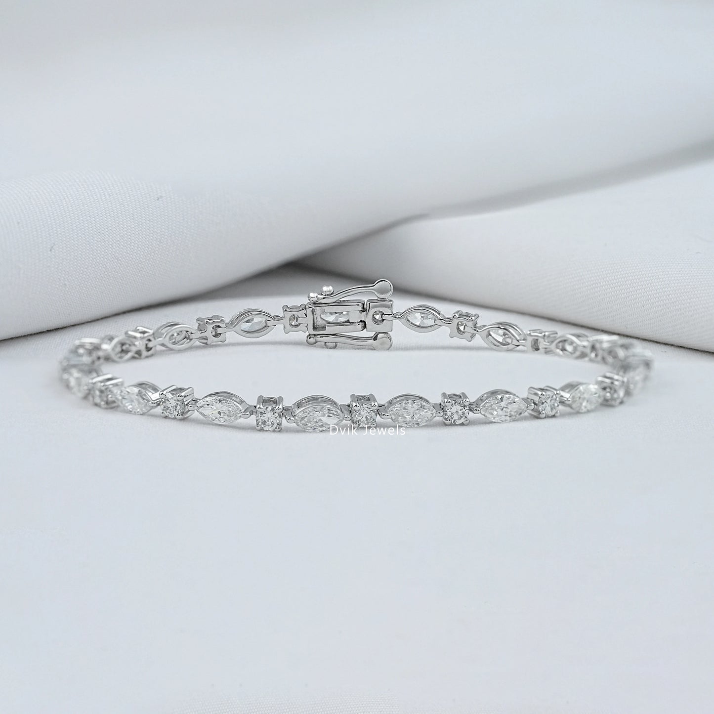 Marquise And Round Cut Lab Diamond Tennis Bracelet Bracelet