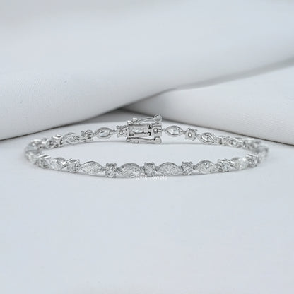 Marquise And Round Cut Lab Diamond Tennis Bracelet Bracelet