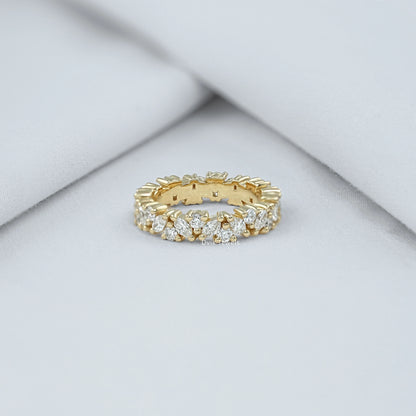 Marquise And Round Lab Diamond Wedding Band