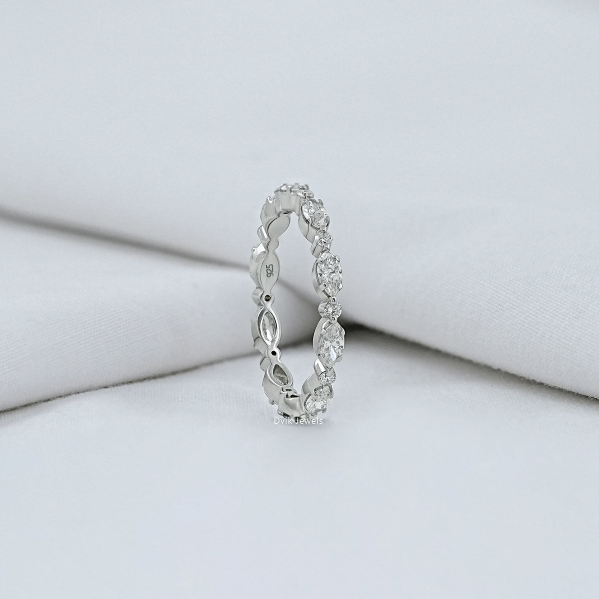 Marquise And Round Diamond Wedding Band