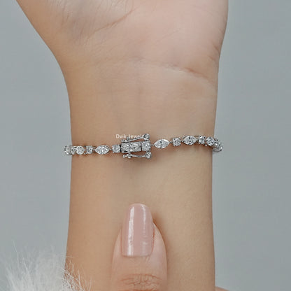 Marquise And Round Cut Lab Diamond Tennis Bracelet Bracelet
