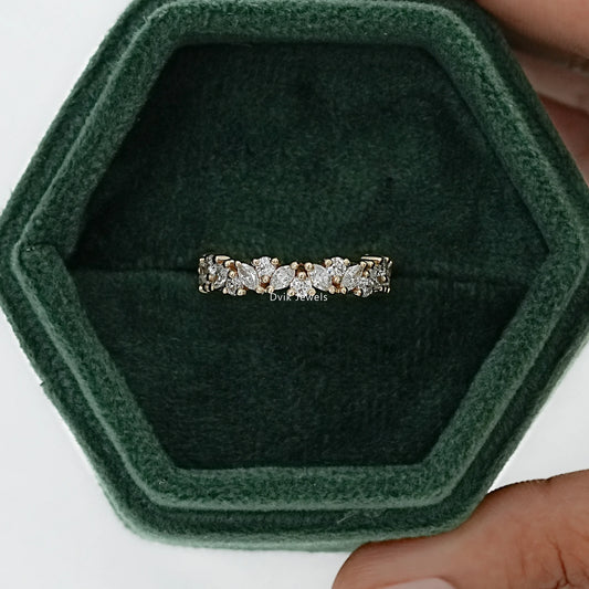 Marquise And Round Lab Diamond Wedding Band