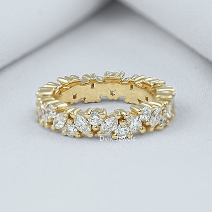 Marquise And Round Lab Diamond Wedding Band