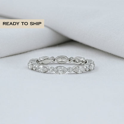 Marquise And Round Diamond Wedding Band