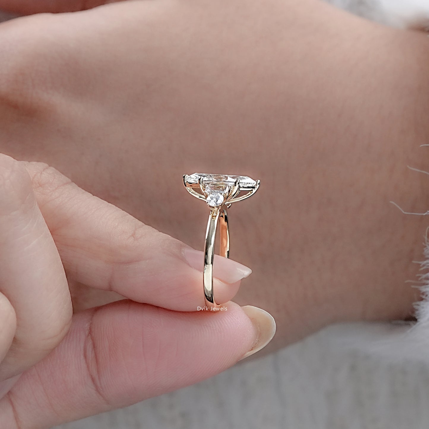 Marquise And Baguette Cut Five Stone Diamond Ring