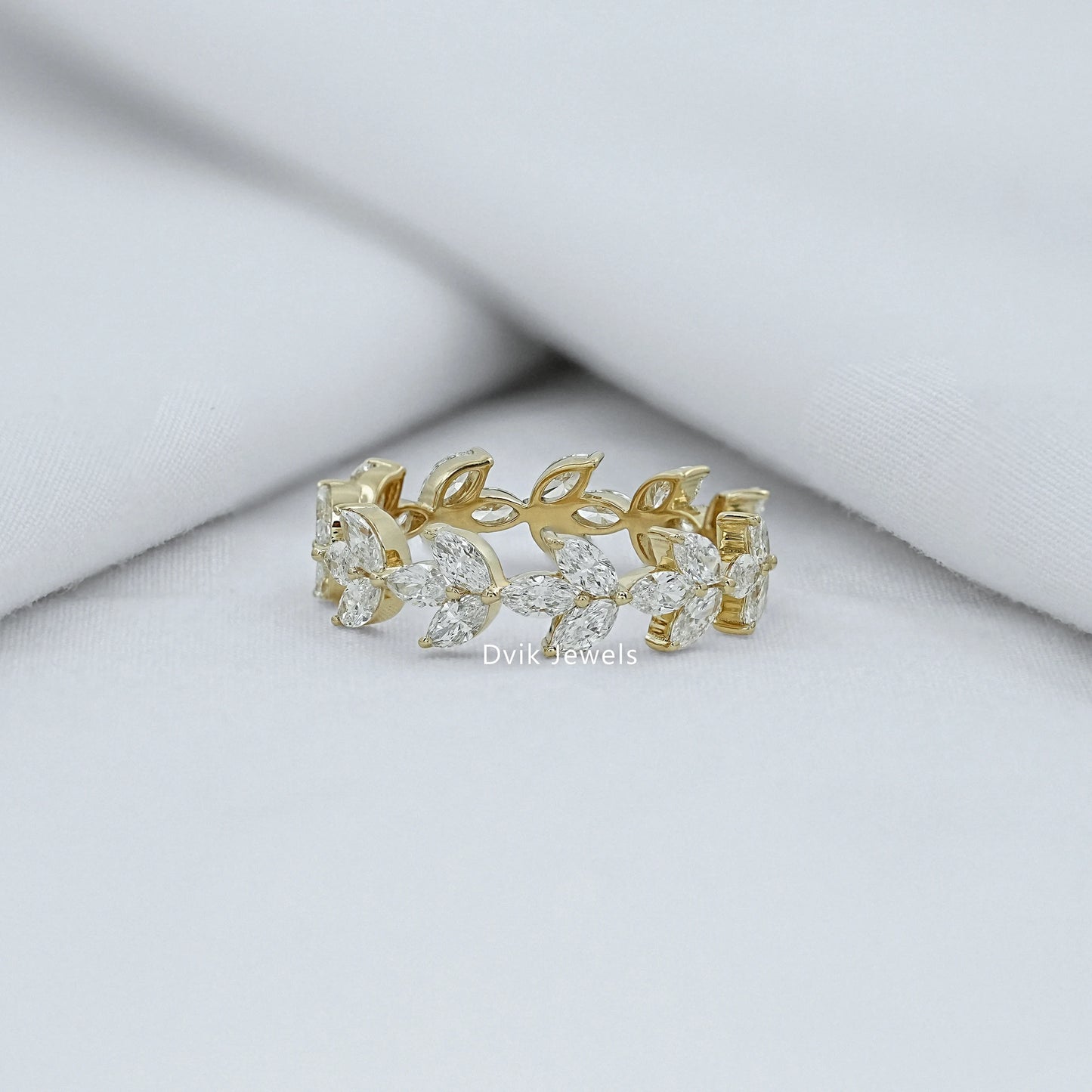 Marquise Cut Diamond Vine Wedding Band